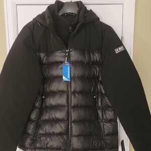 Nautica Black Hooded Puffer Jacket - New